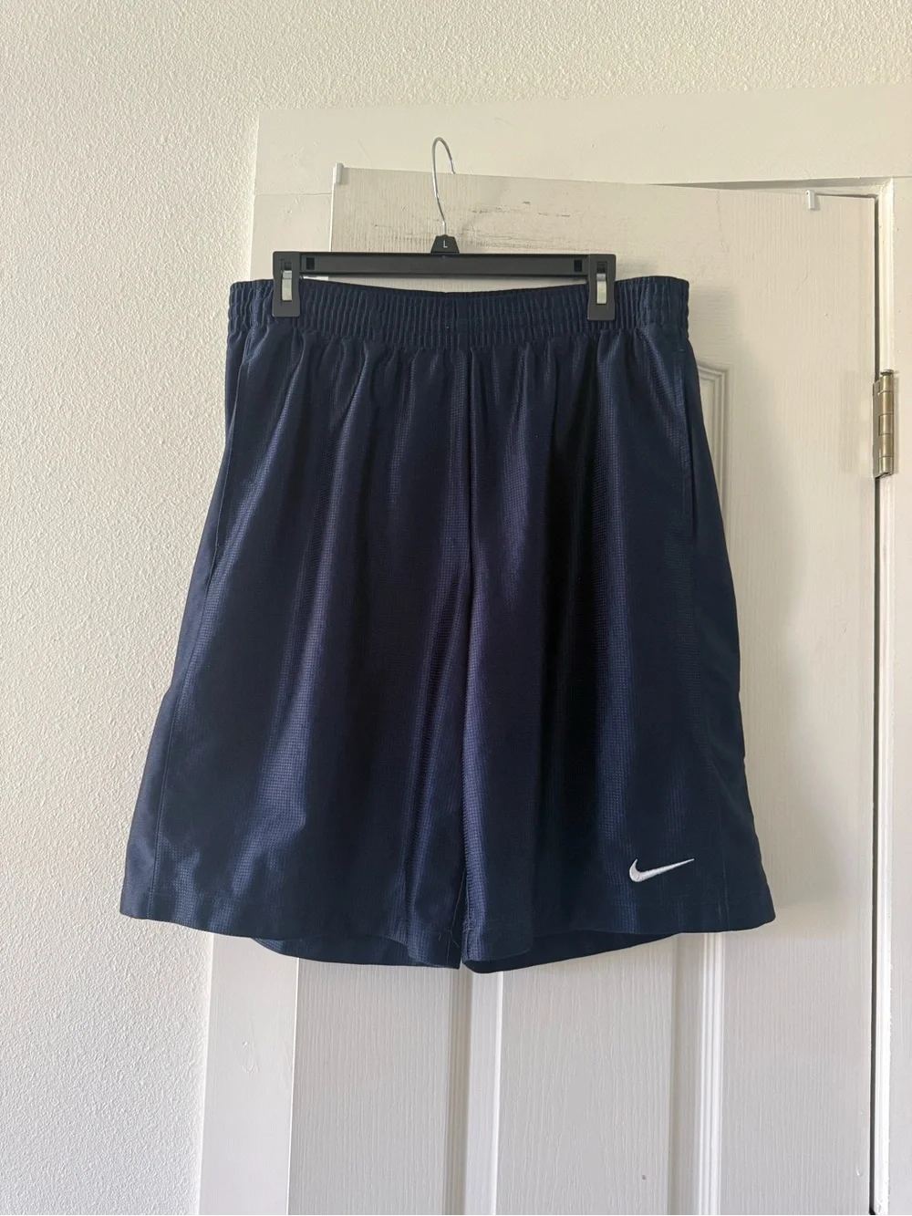 Nike Basketball Shorts Men’s L Navy Blue Dazzle Baggy Swoosh